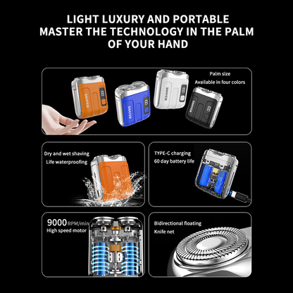 🔥Portable Mini Men's Electric Shaver – Compact & rechargeable – Wet/dry use, perfect for travel or gym bag – quick and smooth shave ✨🧳