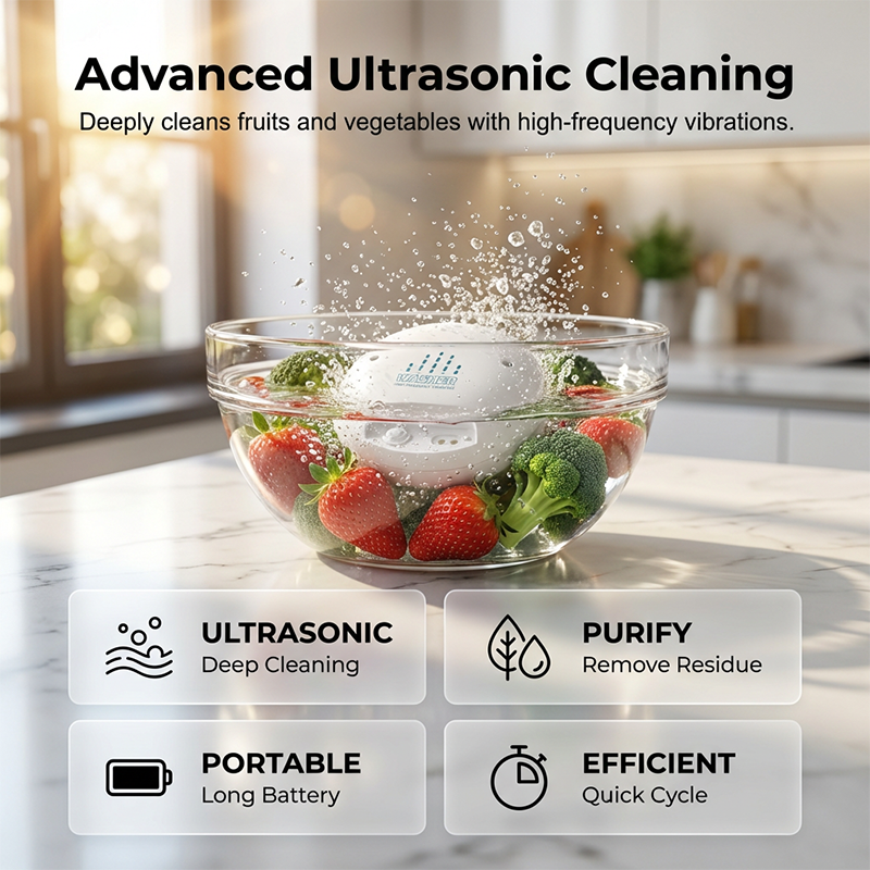 🔥Hot Sale 50% OFF🔥 Portable Ultrasonic Fruit & Veg Washer -USB Rechargeable, Helps Clean Produce, for Home Travel 🥬