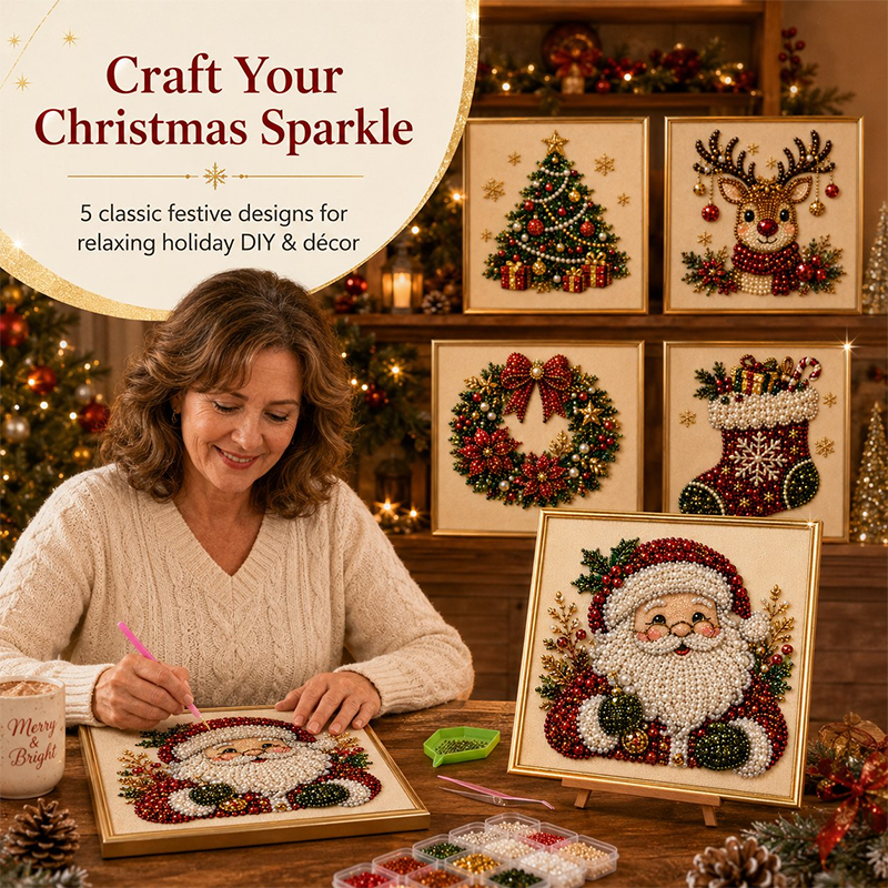 🎄Christmas Pre Sale⚡50K+ SOLD!🎅🧘Relaxing & Beginner-Friendly 🎨💎DIY Christmas Pearl Diamond Art Kit