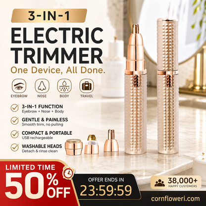 ✂️ 2026 Sale — Over 38,000 Sold!🔥 Portable Electric Eyebrow Trimmer – Interchangeable Heads 🪒